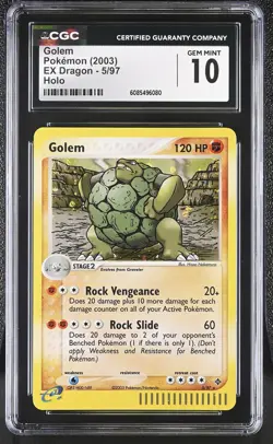 CGC 10 GEM MINT Golem 2003 EX Dragon 5/97 Holo Pokemon Card - Image 1