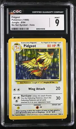 CGC 9 MINT Pidgeot 1999 Jungle 8/64 No Set Symbol Holo Pokemon Card - Image 1