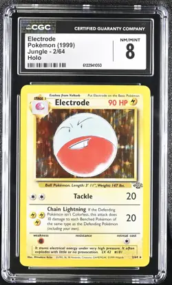 CGC 8 Electrode 1999 Jungle 2/64 Holo Pokemon Card - Image 1