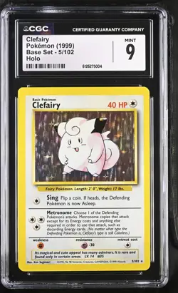 CGC 9 MINT Clefairy 1999 Base Set 5/102 Holo Pokemon Card - Image 1