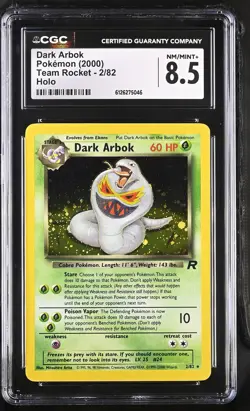 CGC 8.5 Dark Arbok 2000 Team Rocket 2/82 Holo Pokemon Card - Image 1