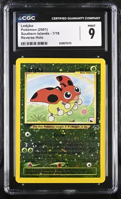 CGC 9 MINT Ledyba 2001 Southern Islands 7/18 Reverse Holo Pokemon Card - Image 1