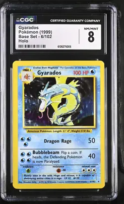 CGC 8 Gyarados 1999 Base Set 6/102 Holo Pokemon Card - Image 1