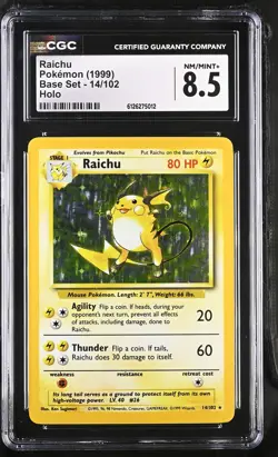 CGC 8.5 Raichu 1999 Base Set 14/102 Holo Pokemon Card - Image 1