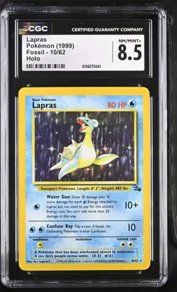 CGC 8.5 Lapras 1999 Fossil 10/62 Holo Pokemon Card - Image 1