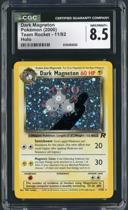 2000 Pokemon Team Rocket Dark Magneton Rare 11/82 CGC 8.5 - Image 1
