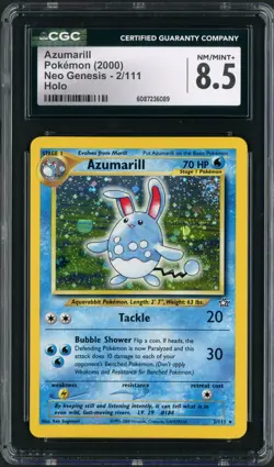 2000 Pokemon Neo Genesis Azumarill Holo Rare 2/111 CGC 8.5 - Image 1
