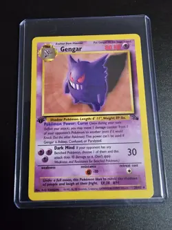 Pokemon Card Gengar 20/62 1ST EDITION Fossil Rare - Image 1