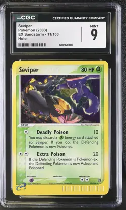 CGC 9 MINT Seviper 2003 EX Sandstorm 11/100 Holo Pokemon Card - Image 1