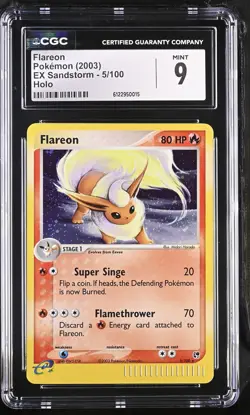 CGC 9 MINT Flareon 2003 EX Sandstorm 5/100 Holo Pokemon Card - Image 1