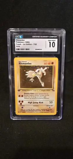 Pokemon Card - Hitmonlee Fossil 1st Edition 7/62 Holo Rare - Image 1