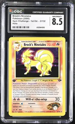 CGC 8.5 Brock's Ninetales Gym Challenge 1st Edition 3/132 Holo Pokemon Card - Image 1