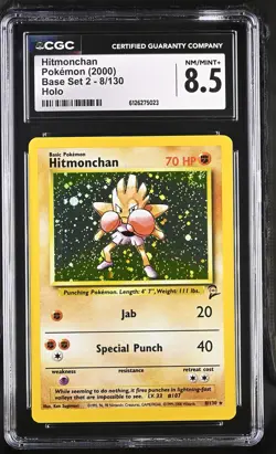 CGC 8.5 Hitmonchan 2000 Base Set 2 8/130 Holo Pokemon Card - Image 1