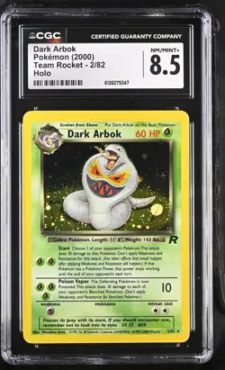 CGC 8.5 Dark Arbok 2000 Team Rocket 2/82 Holo Pokemon Card - Image 1