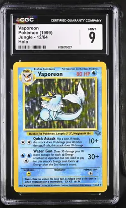 CGC 9 MINT Vaporeon 1999 Jungle 12/64 Holo Pokemon Card - Image 1