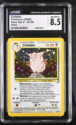 CGC 8.5 Clefable 2000 Base Set 2 5/130 Holo Pokemon Card - Image 1