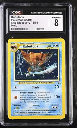 CGC 8 Kabutops 2001 Neo Discovery 6/75 Holo Pokemon Card - Image 1