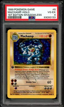 PSA 4 Base Set Shadowless Machamp Holo 8/102 Pokemon Cards 1999🔥 - Image 1