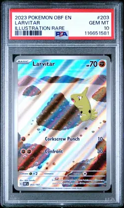2023 POKEMON OBF EN-OBSIDIAN FLAMES ILLUSTRATION RARE #203 LARVITAR PSA 10 - Image 1