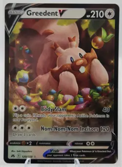 Greedent V 120/159 Ultra Rare Holo Swsh Crown Zenith Pokemon TCG NM - Image 1
