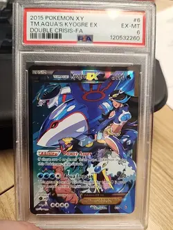 2015 POKEMON XY DOUBLE CRISIS #6 FULL ART/TEAM AQUA'S KYOGRE EX PSA 6 - Image 1