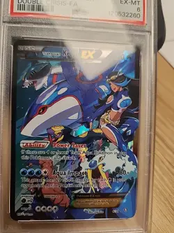 2015 POKEMON XY DOUBLE CRISIS #6 FULL ART/TEAM AQUA'S KYOGRE EX PSA 6 - Image 3