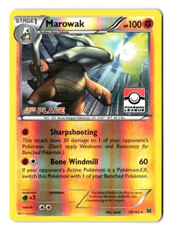 2015 Pokemon XY Breakthrough Marowak 78/162 Pokemon League 4th Place - Image 1