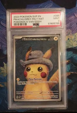 2023 Pokemon TCG Van Gogh Pikachu with Grey Felt Hat #085 Promo PSA 9 MINT - Image 1