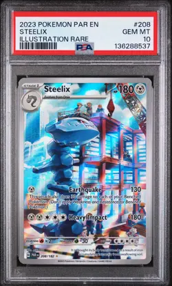 2023 POKEMON PAR EN-PARADOX RIFT ILLUSTRATION RARE #208 STEELIX PSA 10 - Image 1