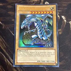 1996 TCG UNLIMITED BLUE-EYES WHITE DRAGON HOLO RARE #SDBE-EN001 - Image 1