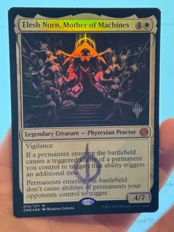 1X FOIL Elesh Norn, Mother of Machines NM Promo MTG Magic ONE Phyrexia Praetor - Image 1