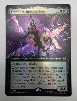 MTG Gwenom, Remorseless (Extended Art) Spider-Man Foil NM Never Played 0256 - Image 1