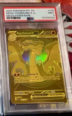 2025 MEGA CHARIZARD X EX HYPER RARE GOLD PHANTASMAL FLAMES POKEMON PSA 9 #130 - Image 4