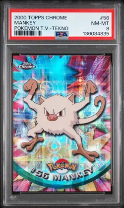 2000 TOPPS CHROME POKEMON T.V. TEKNO #56 MANKEY PSA 8 - Image 1