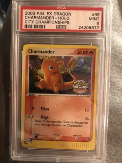 2003 Pokemon EX Dragon Charmander Holo City Championships 98/97 PSA 9 Mint - Image 1