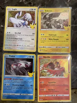 Pokemon TCG Holo Rare 25th Celebrations Cards Ho-oh, Palkia, Lugia & Zekrom - Image 1