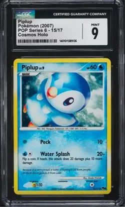 Pokemon 2007 Piplup Cosmos Holo #15 - POP Series 6 - CGC 9 MINT - Low Pop 🐧💧🧊 - Image 1