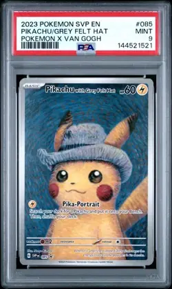 2023 Pokemon X Van Gogh Pikachu With Grey Felt Hat Black Star Promo #085 PSA 9 - Image 1