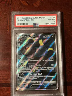2017 Pokemon Umbreon GX 142/149 SM Base Set Full Art Holo Ultra Rare GX PSA 8 - Image 1
