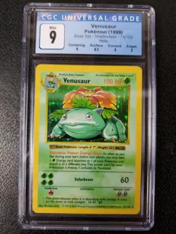 Venusaur Pokemon 1999 Holo Base Set Shadowless 15/102 CGC PSA 9+ - Image 1
