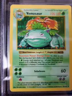 Venusaur Pokemon 1999 Holo Base Set Shadowless 15/102 CGC PSA 9+ - Image 4