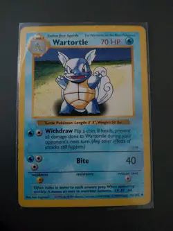 SHADOWLESS - Pokemon TCG - Wartortle - 42/102 - Uncommon - Base Set- Light Play - Image 1