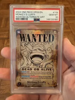 Monkey D. Luffy PSA 10 (Wanted Poster) Emperors in the New World OP05-119 - Image 1