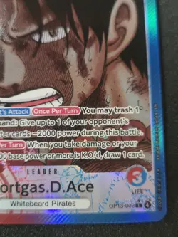 One Piece Portgas.D.Ace OP13-002 Alt Art Leader ENGLISH Carrying On His Will NM - Image 5