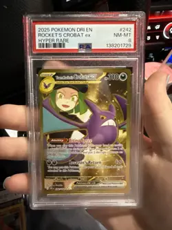 Pokemon Team Rocket's Crobat ex Hyper Rare Holo 242/182 PSA 8 2025 - Image 1