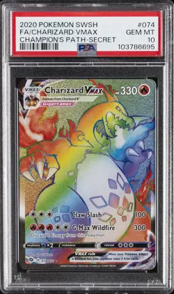 2020 POKEMON SWORD & SHIELD CHAMP'S PATH SECRET FULL ART/CHARIZARD VMAX PSA 10 - Image 1