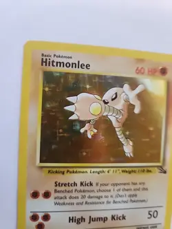 Hitmonlee Holo Fossil Pokemon Card Base WOTC - Image 2