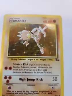 Hitmonlee Holo Fossil Pokemon Card Base WOTC - Image 4