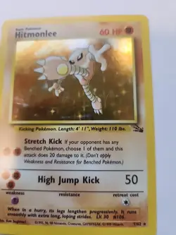 Hitmonlee Holo Fossil Pokemon Card Base WOTC - Image 5