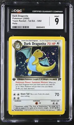 2000 Pokemon Dark Dragonite Holo 1st edition Team Rocket 5/82 CGC 9 Mint - Image 1